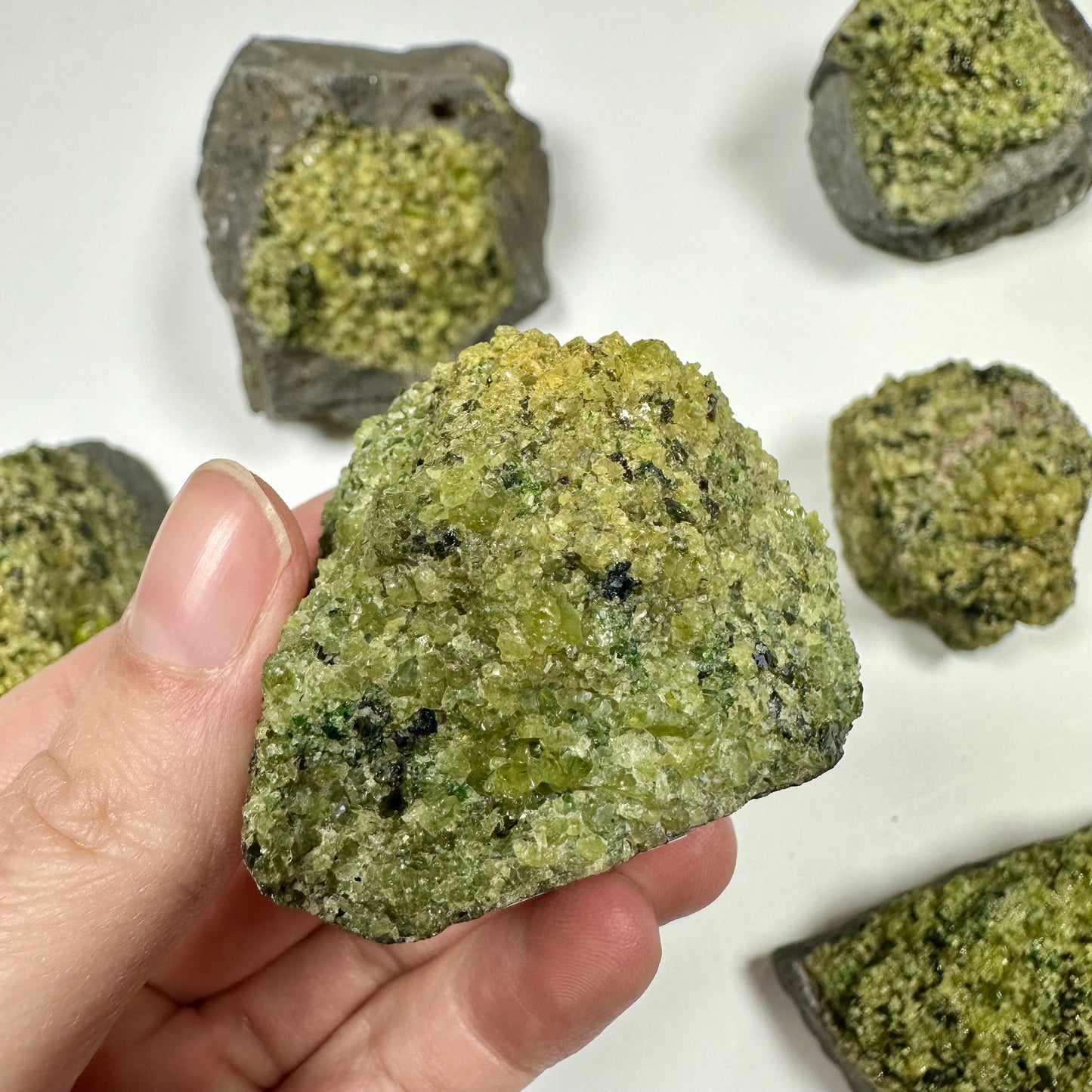 Peridot Cluster on Basalt (B)
