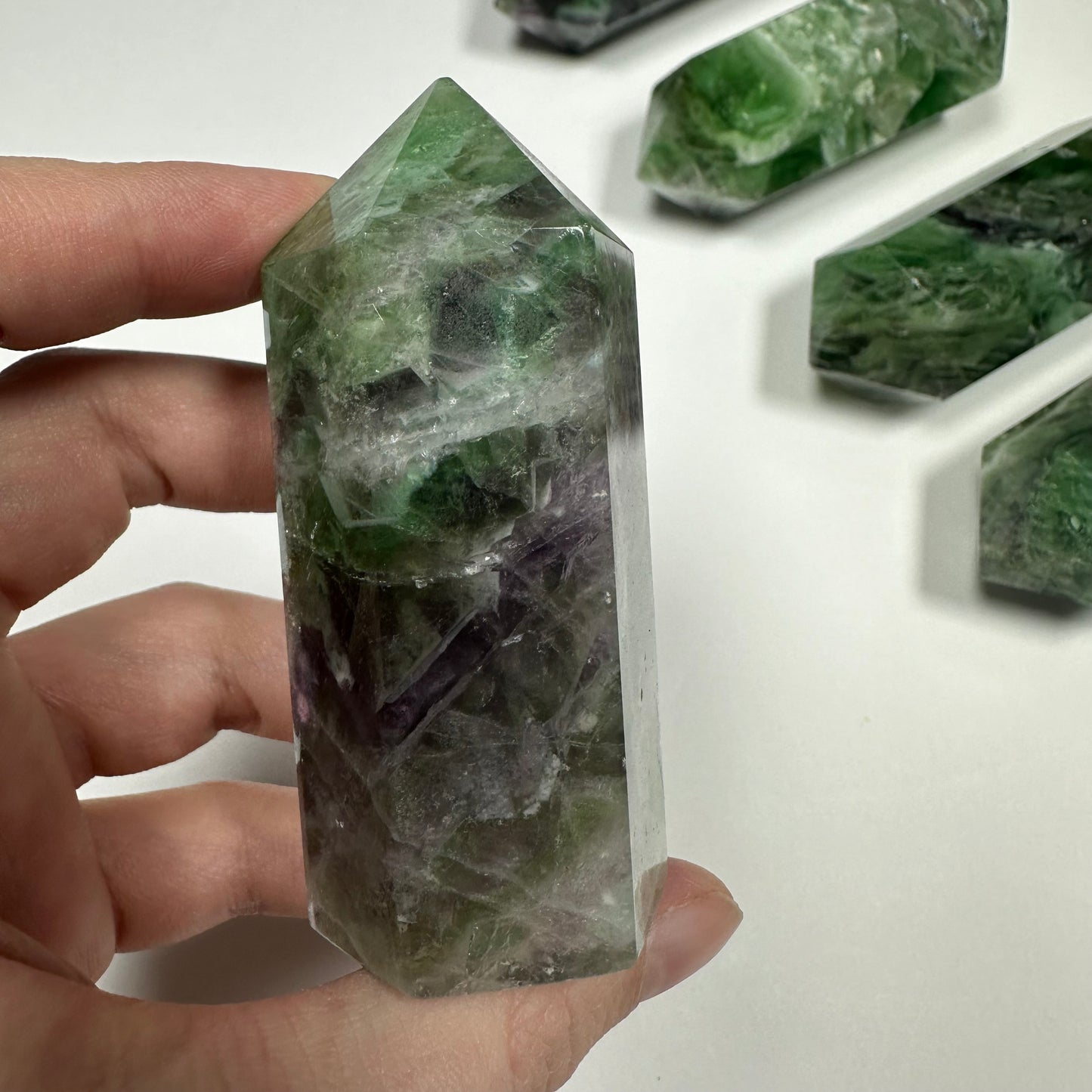 Green & Purple Fluorite tower (D)