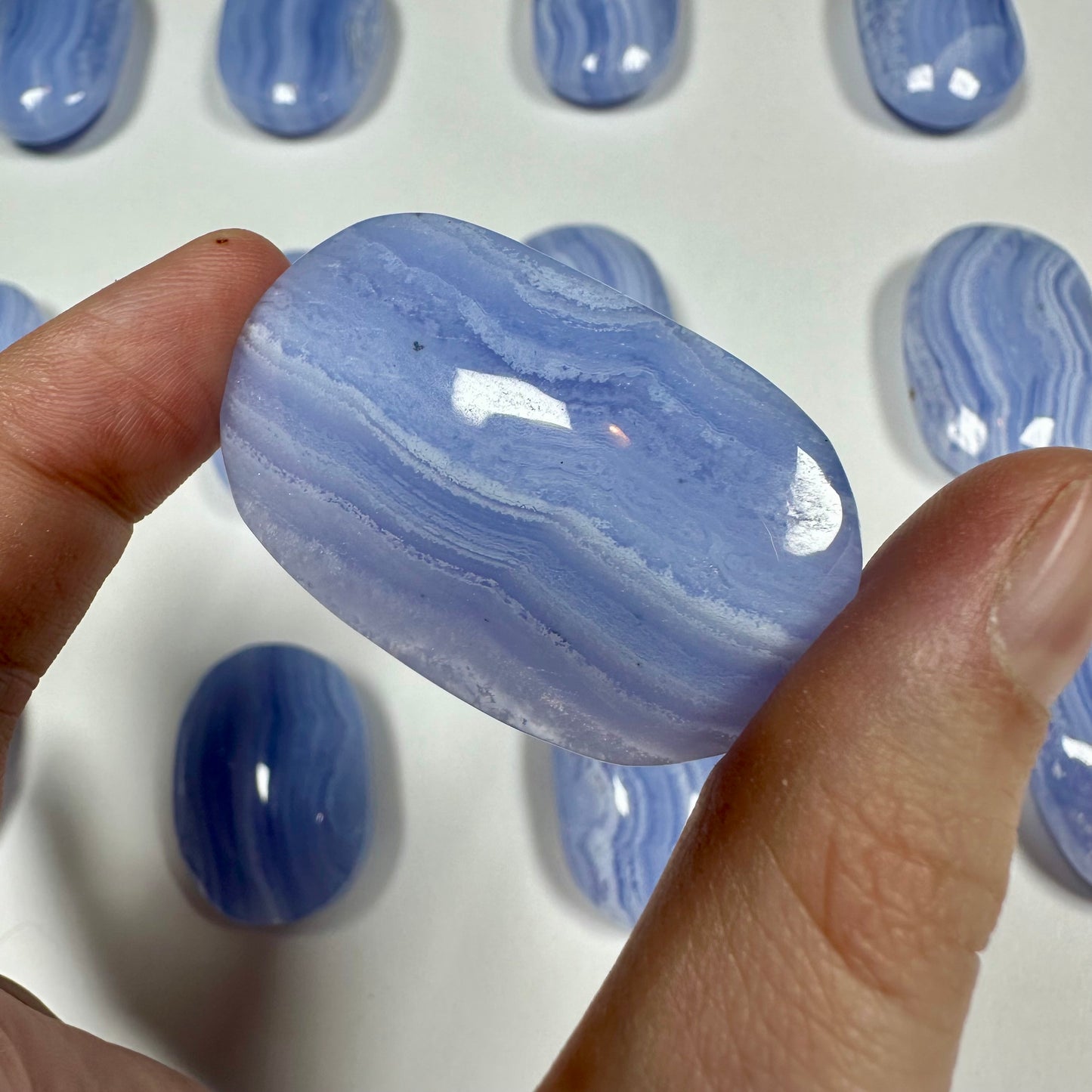Blue Lace Agate Palm Stone (A)