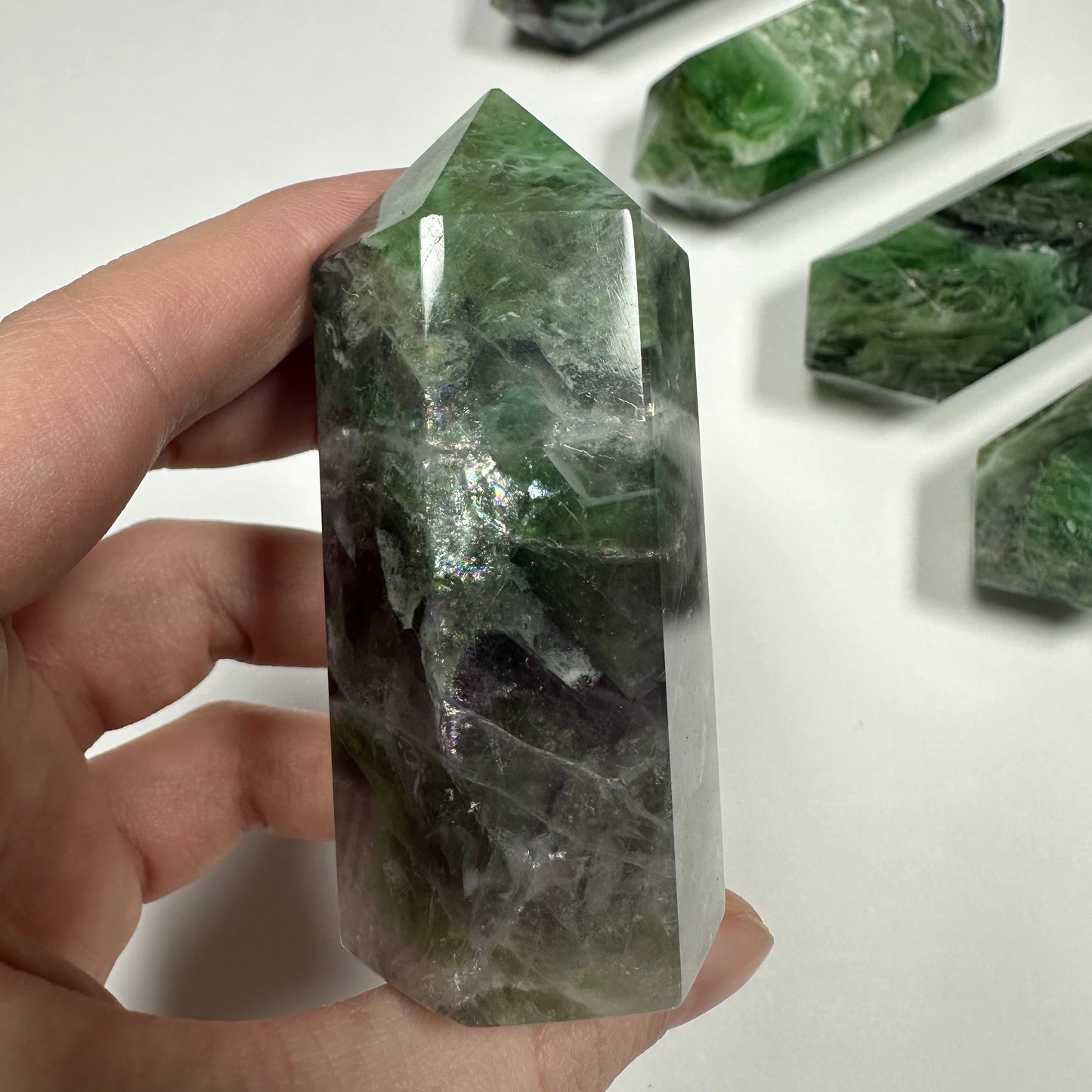 Green & Purple Fluorite tower (D)