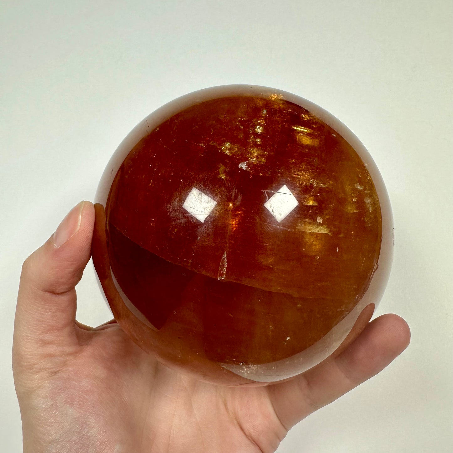 Large Deep Honey Calcite Sphere