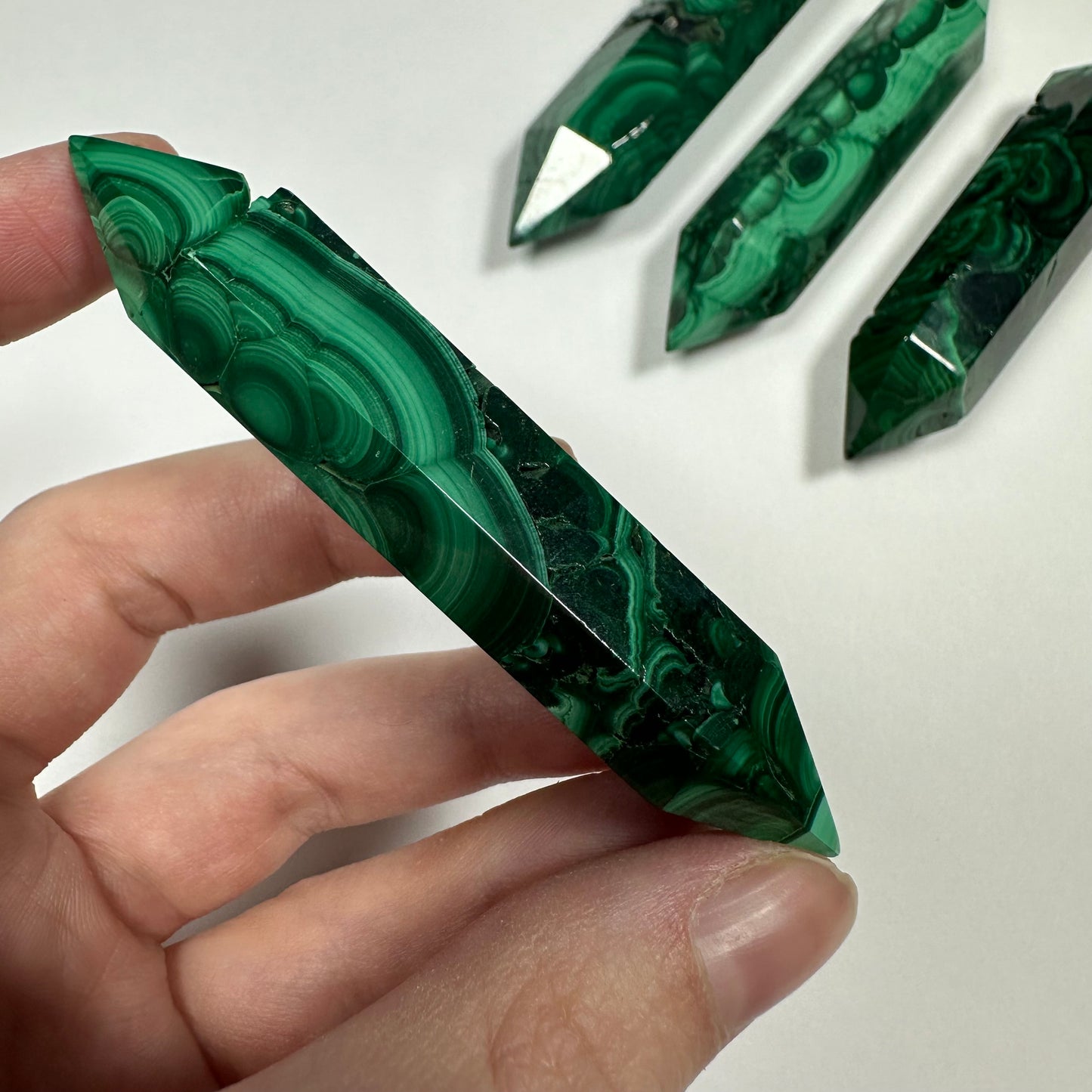 Druzy Malachite Double Terminated Point (A)