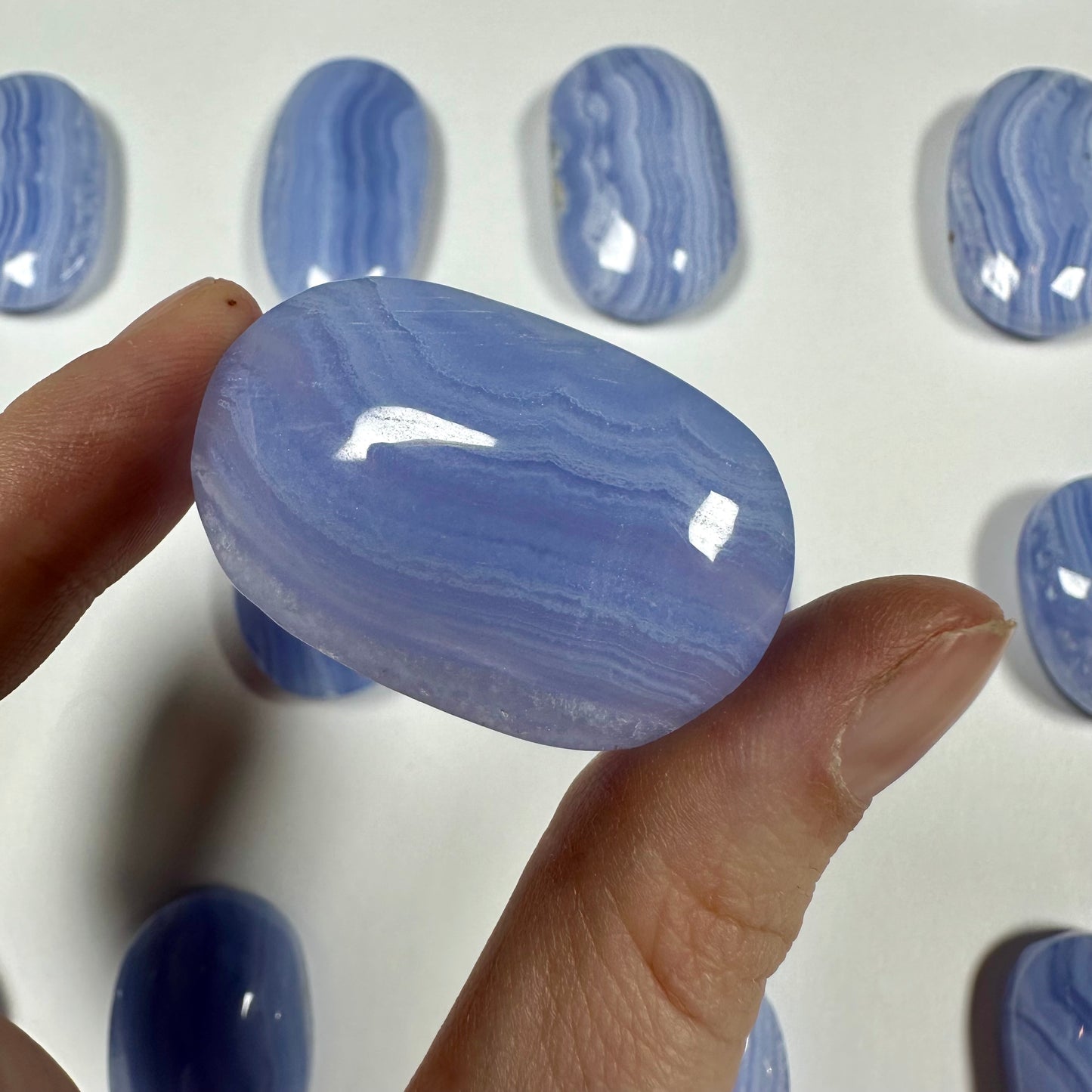 Blue Lace Agate Palm Stone (G)