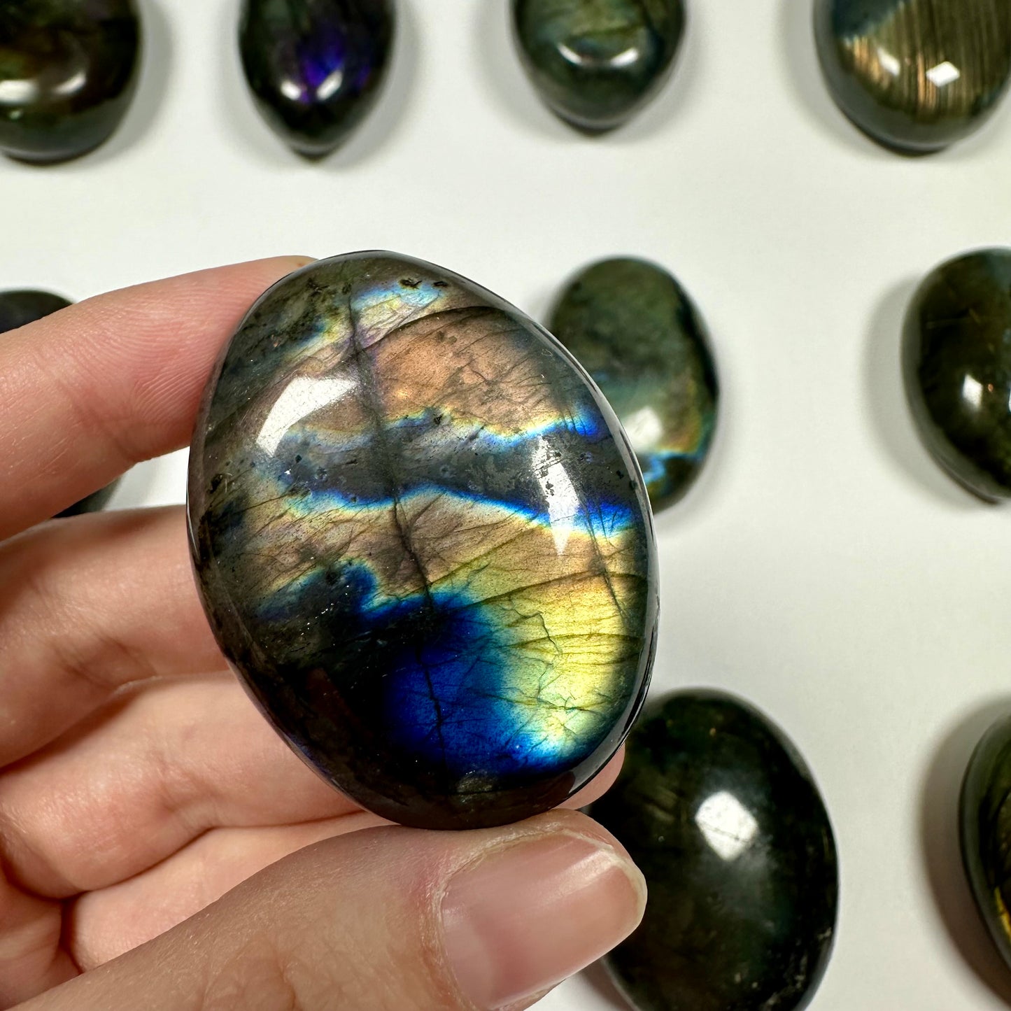 Purple flash Labradorite Palm Stone (C)