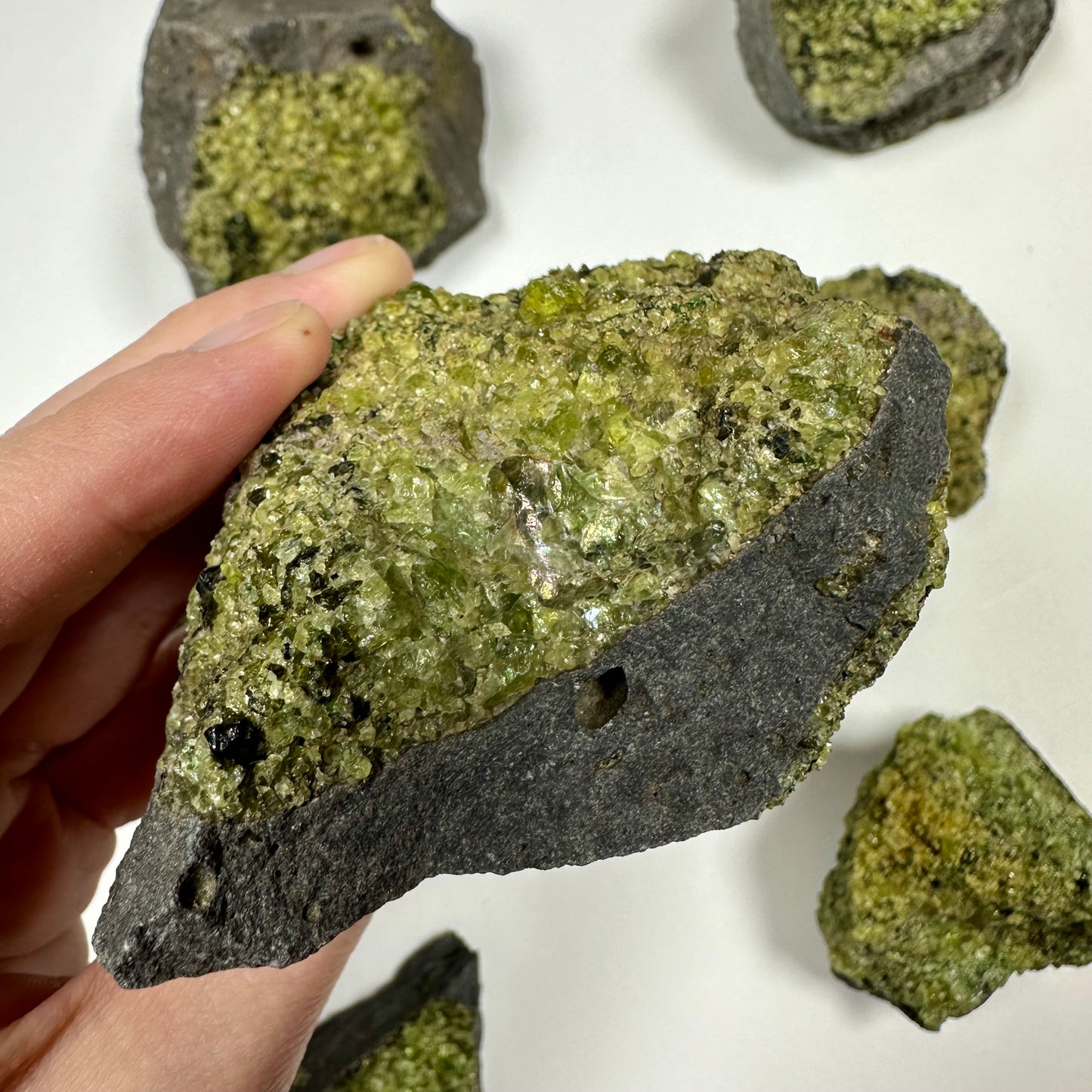 Peridot Cluster on Basalt (D)