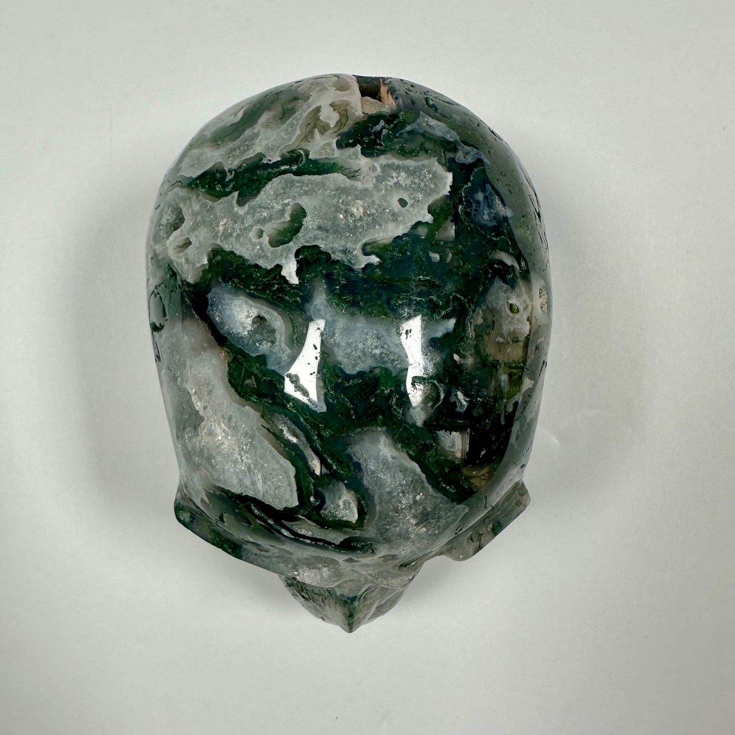 Druzy Moss Agate Skull (A)