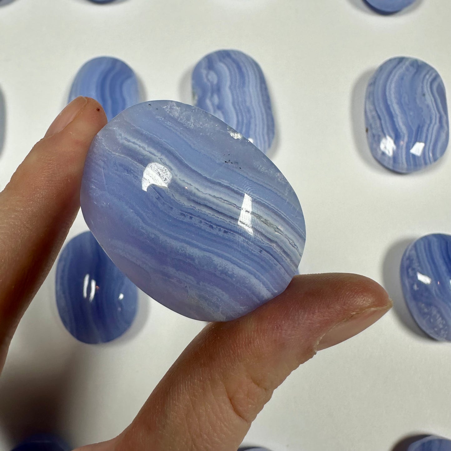 Blue Lace Agate Palm Stone (E)