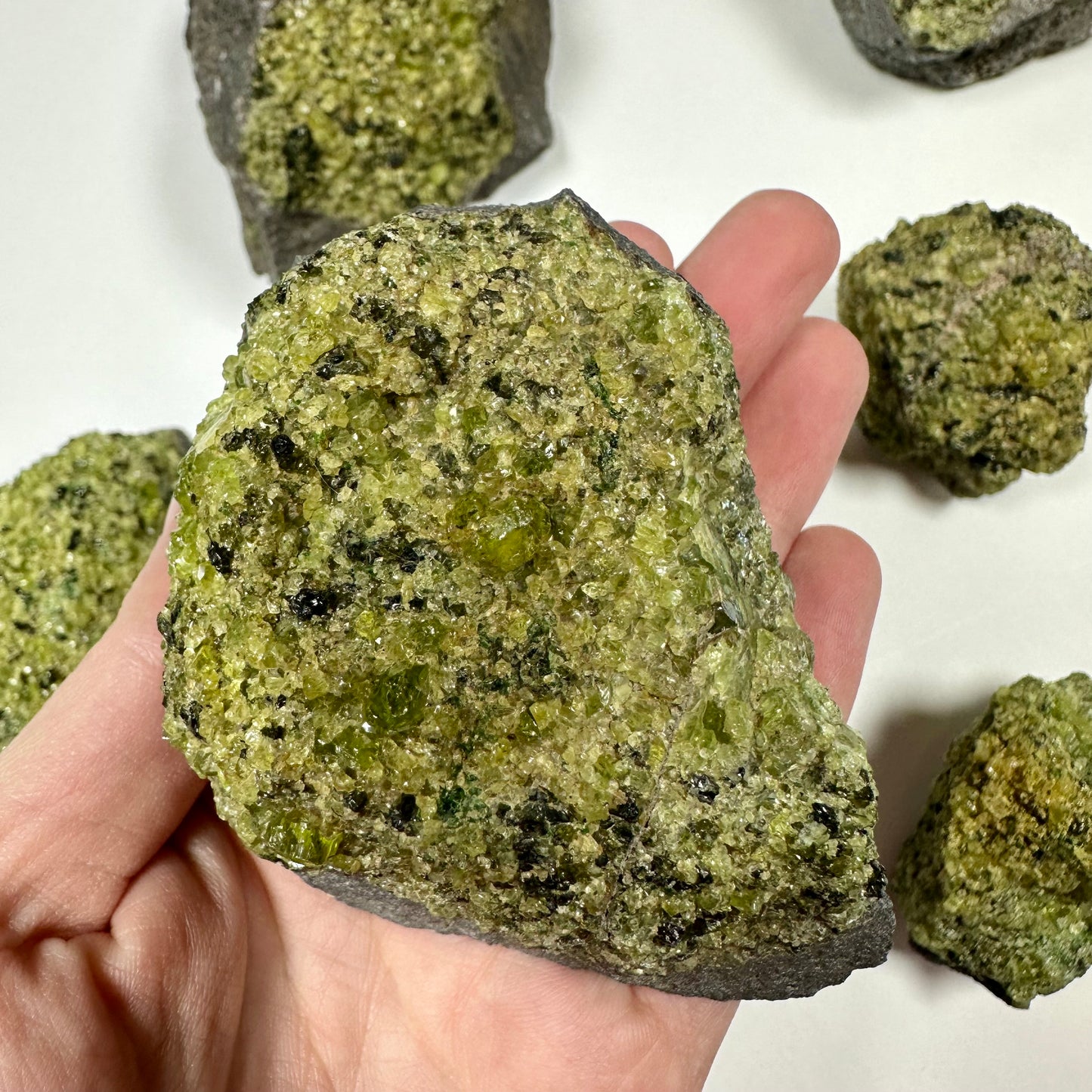 Peridot Cluster on Basalt (D)