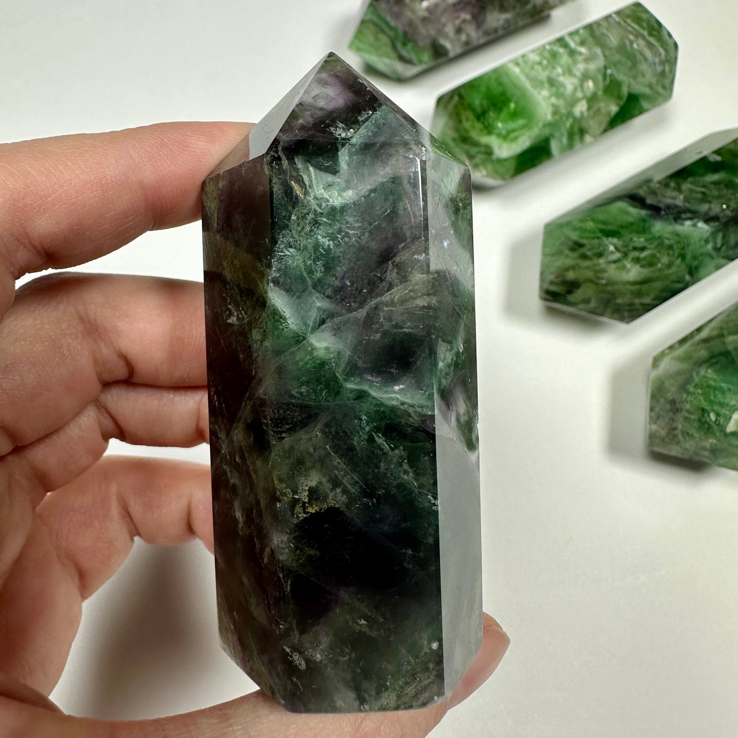 Green & Purple Fluorite tower (E)