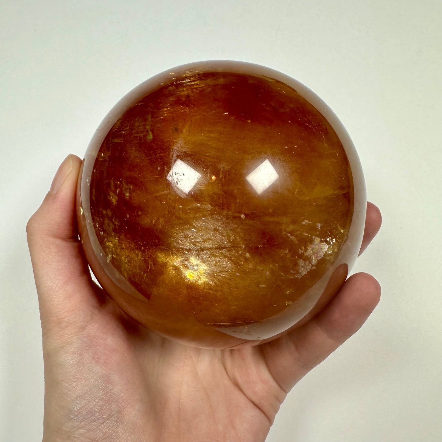 Large Deep Honey Calcite Sphere