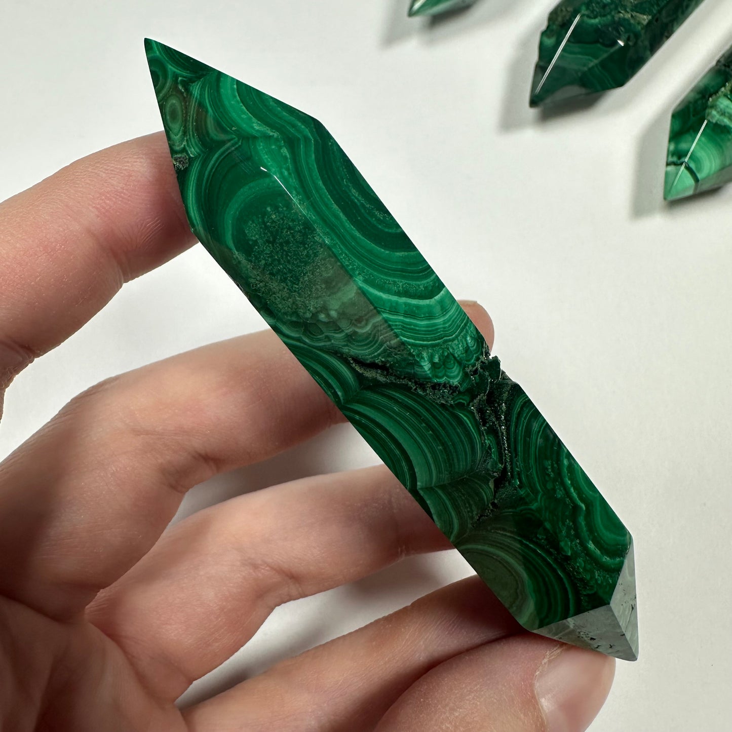 Druzy Malachite Double Terminated Point (D)