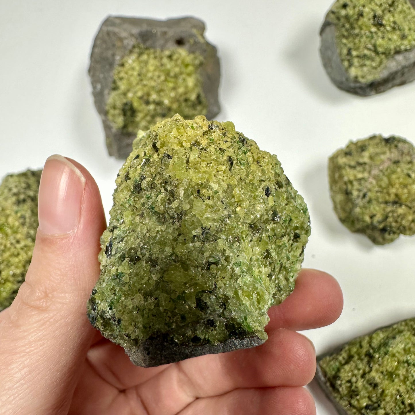 Peridot Cluster on Basalt (B)