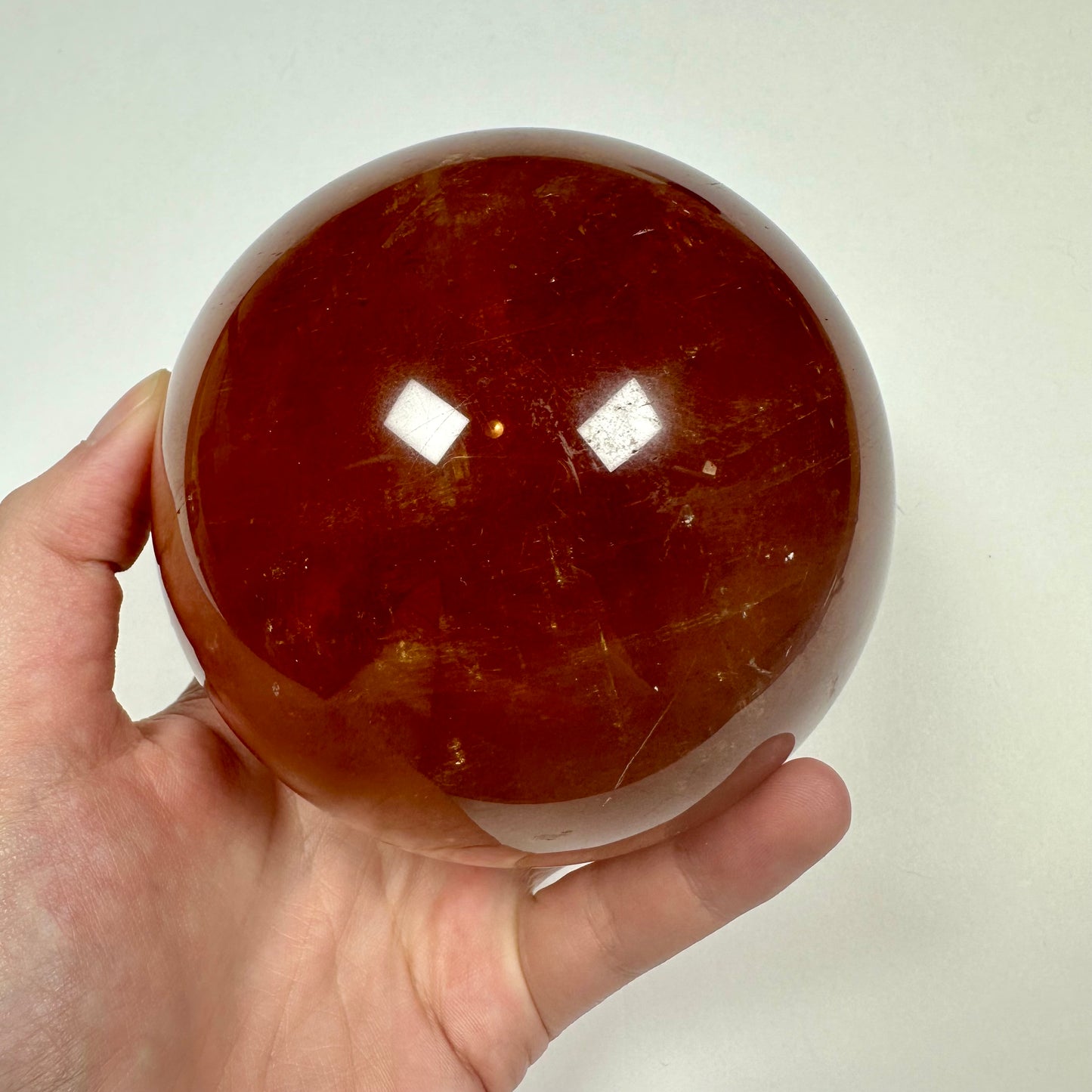 Large Deep Honey Calcite Sphere