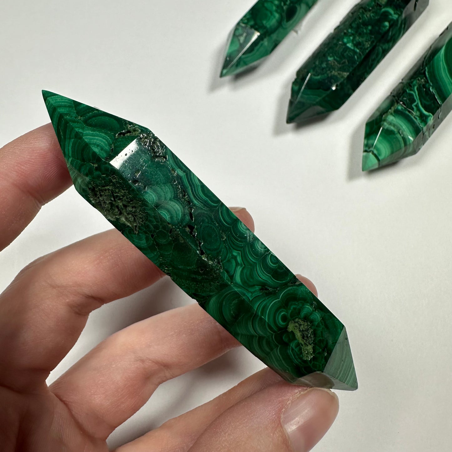 Druzy Malachite Double Terminated Point (D)