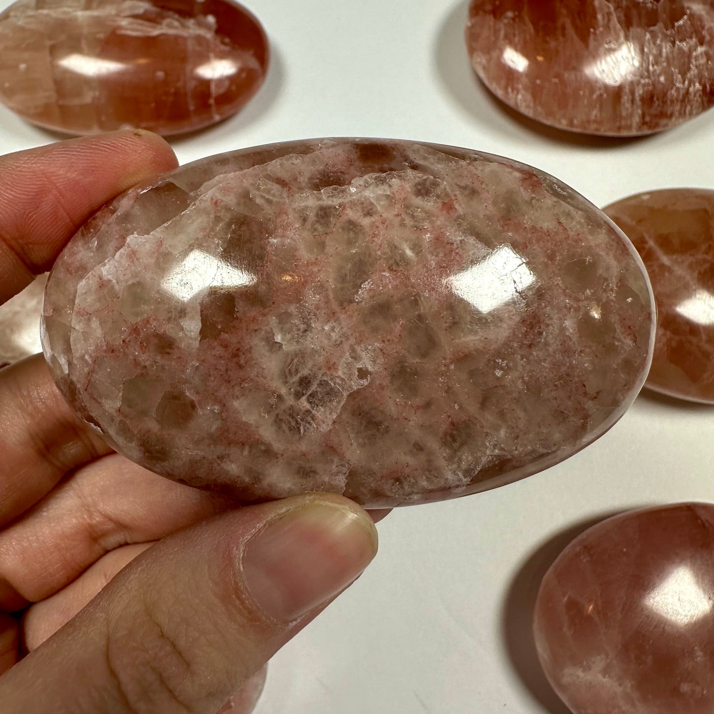 Rose Calcite Palm Stone (C)