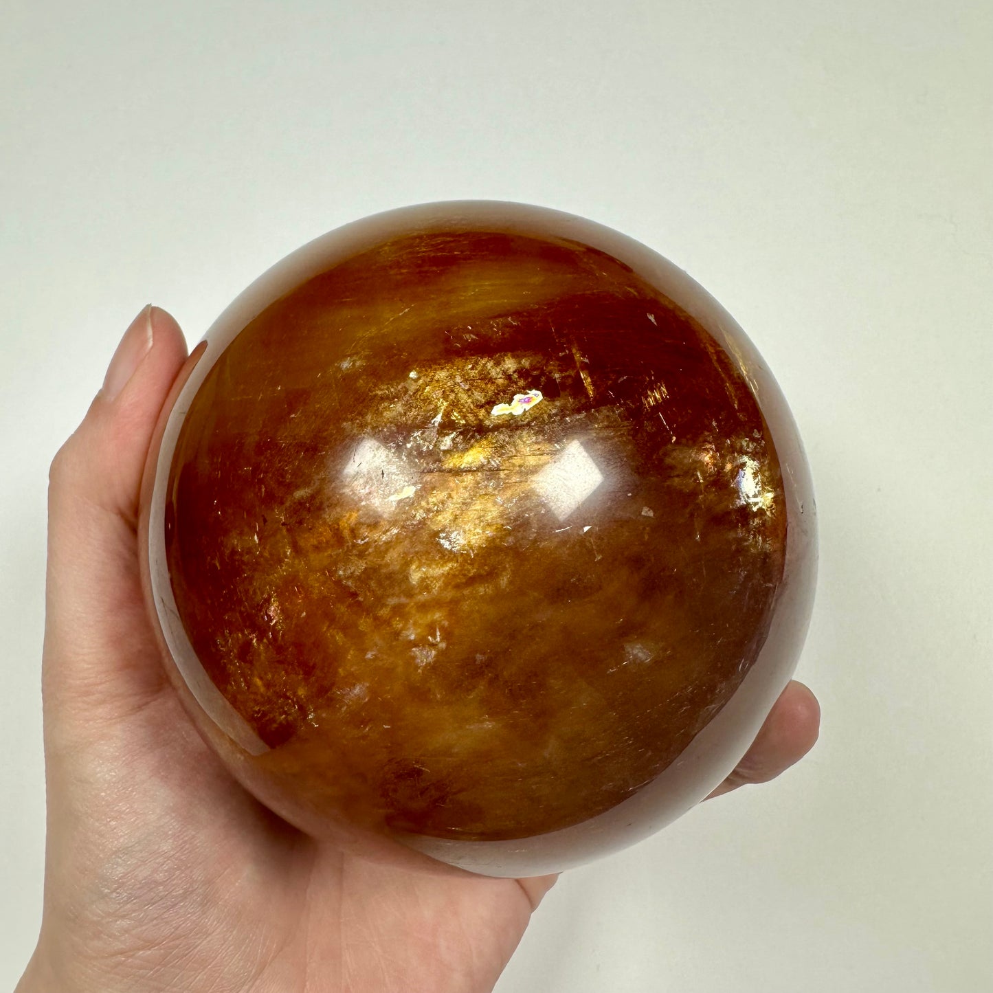 Large Deep Honey Calcite Sphere