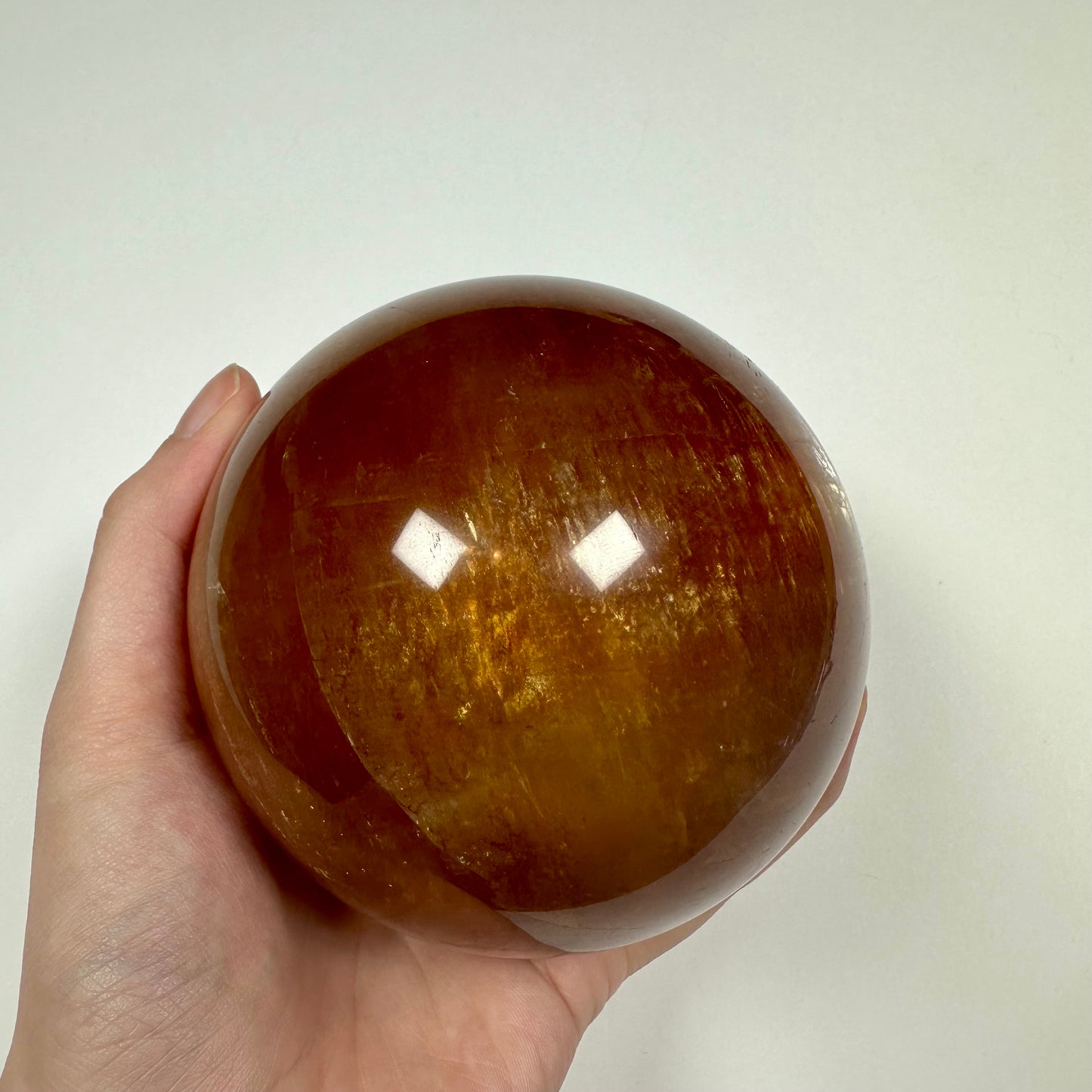 Large Deep Honey Calcite Sphere