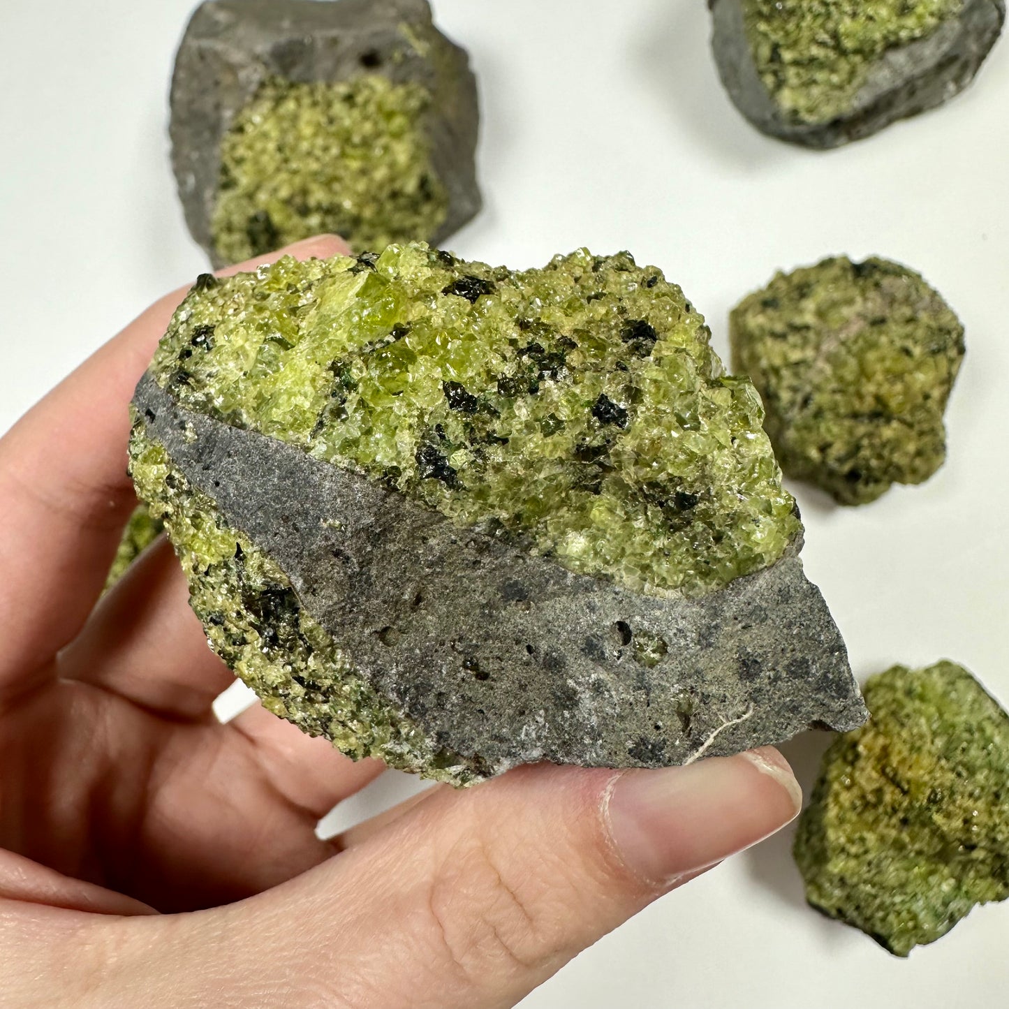 Peridot Cluster on Basalt (D)