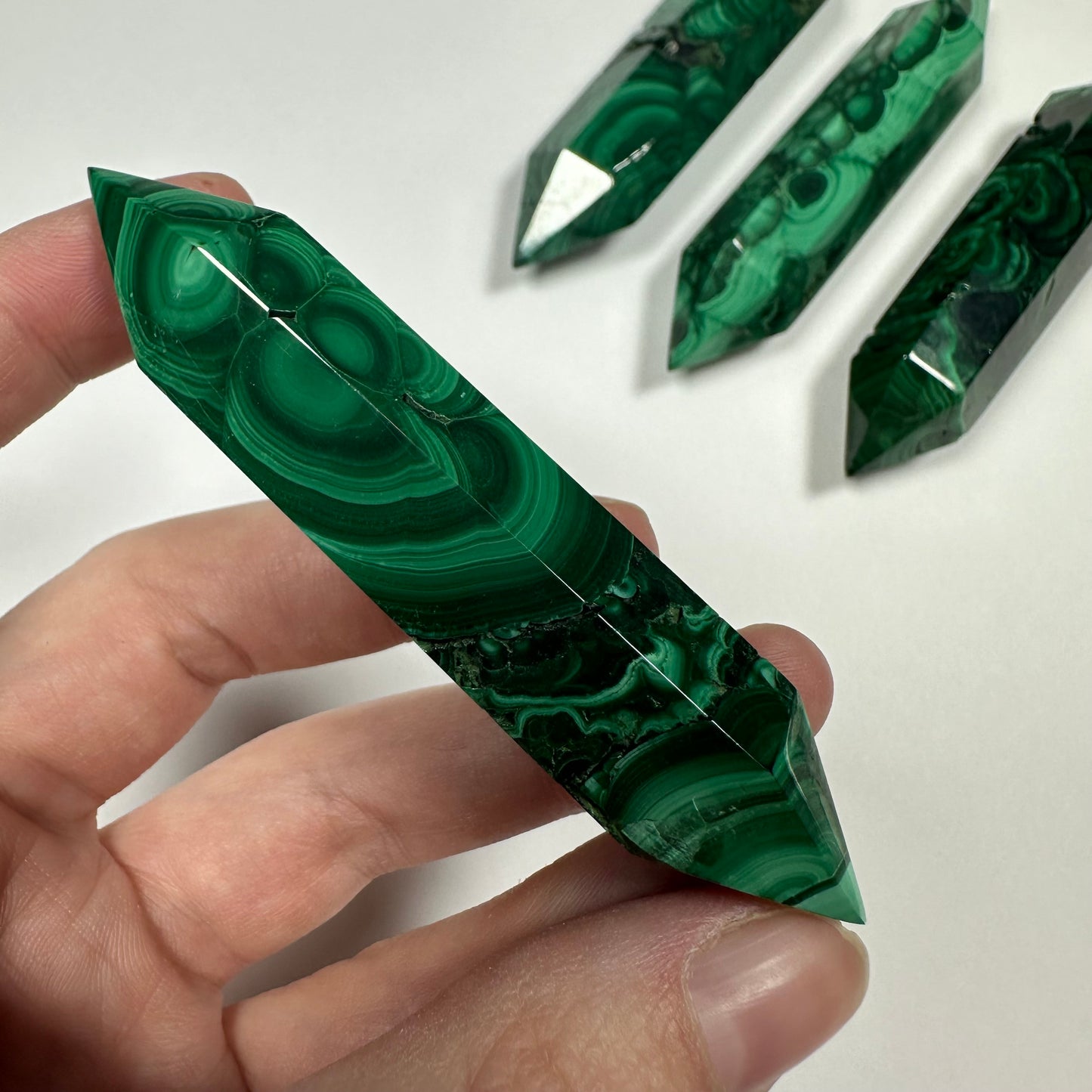 Druzy Malachite Double Terminated Point (A)