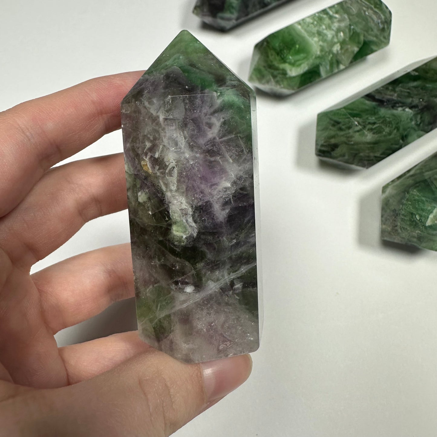 Green & Purple Fluorite tower (D)