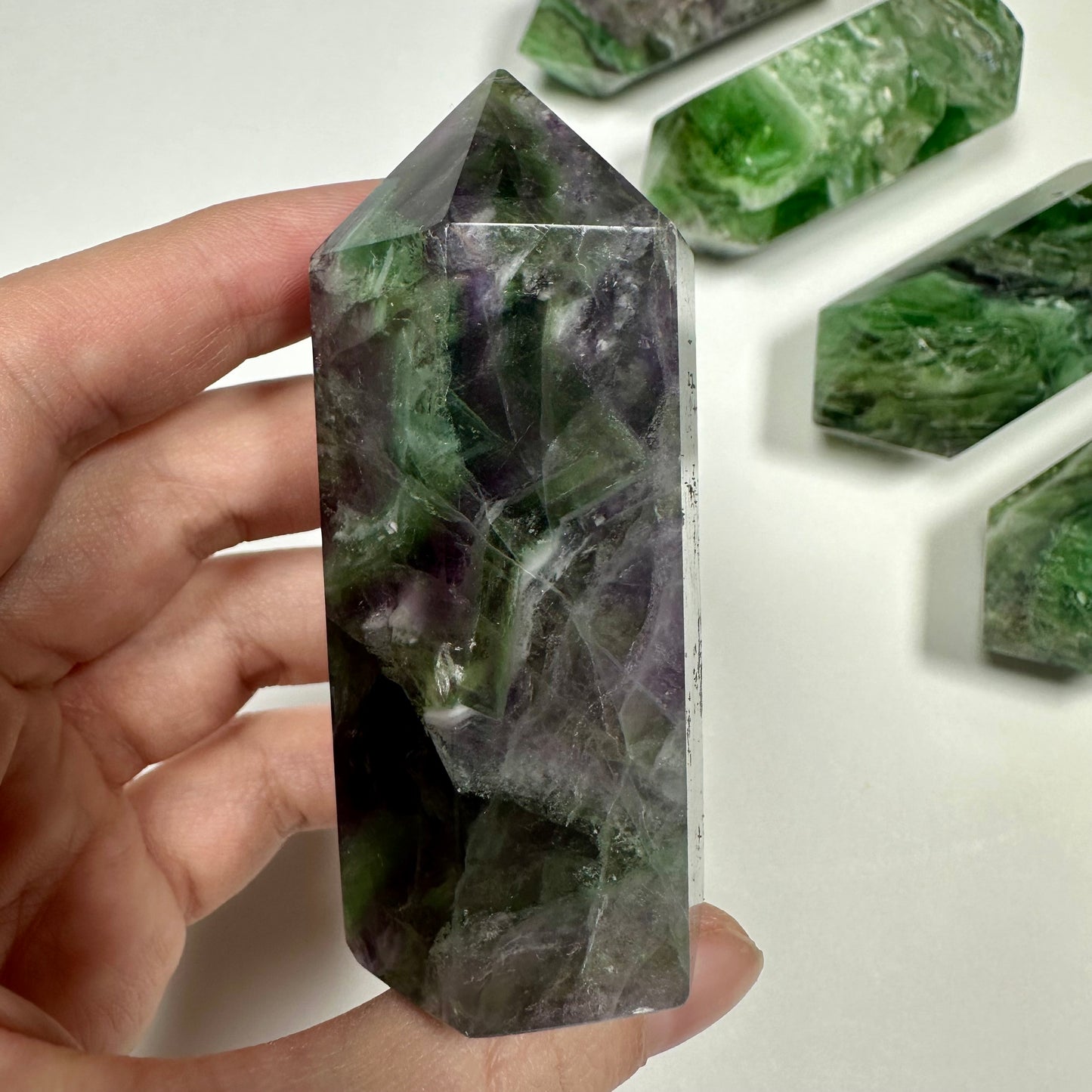Green & Purple Fluorite tower (E)