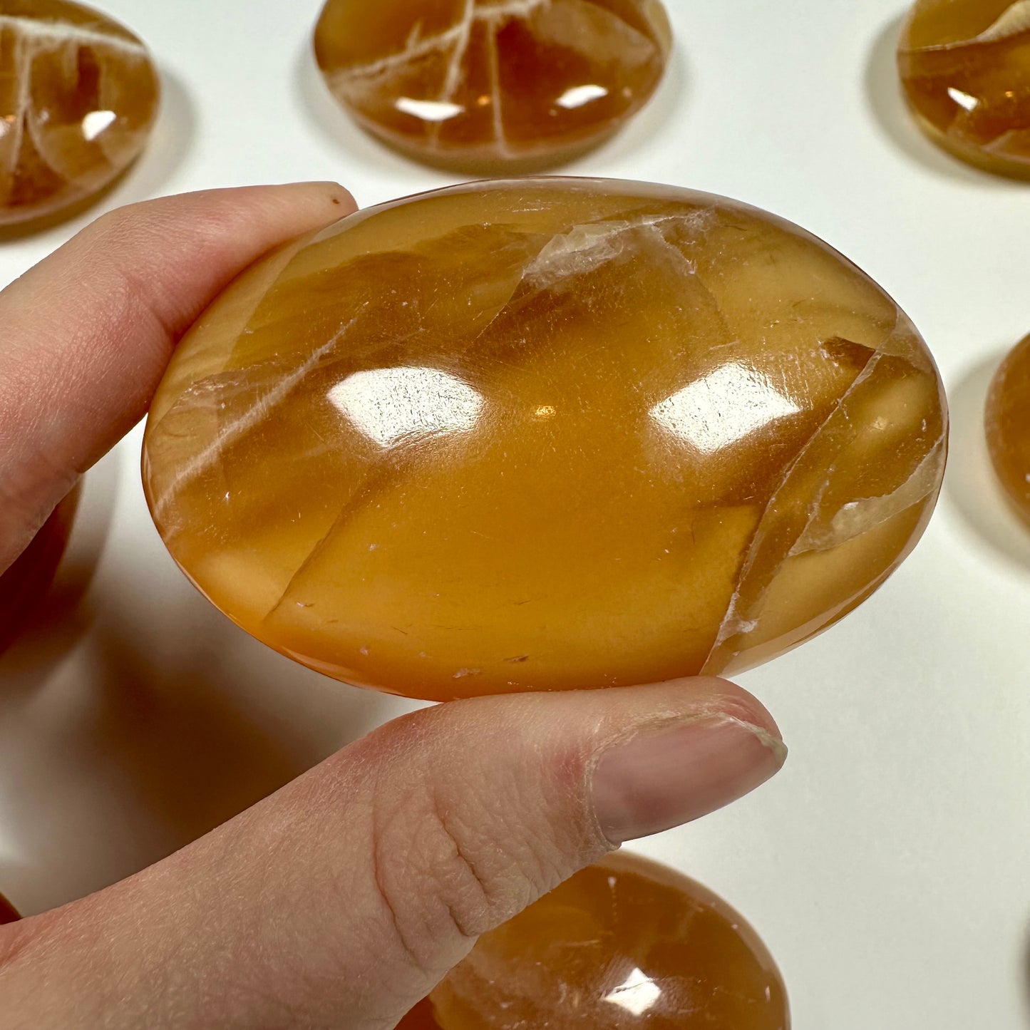 Honey Calcite Palm Stone (D)