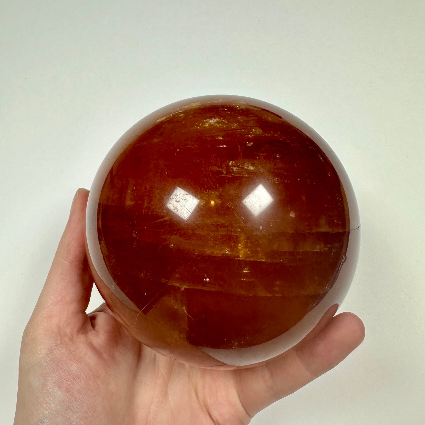 Large Deep Honey Calcite Sphere