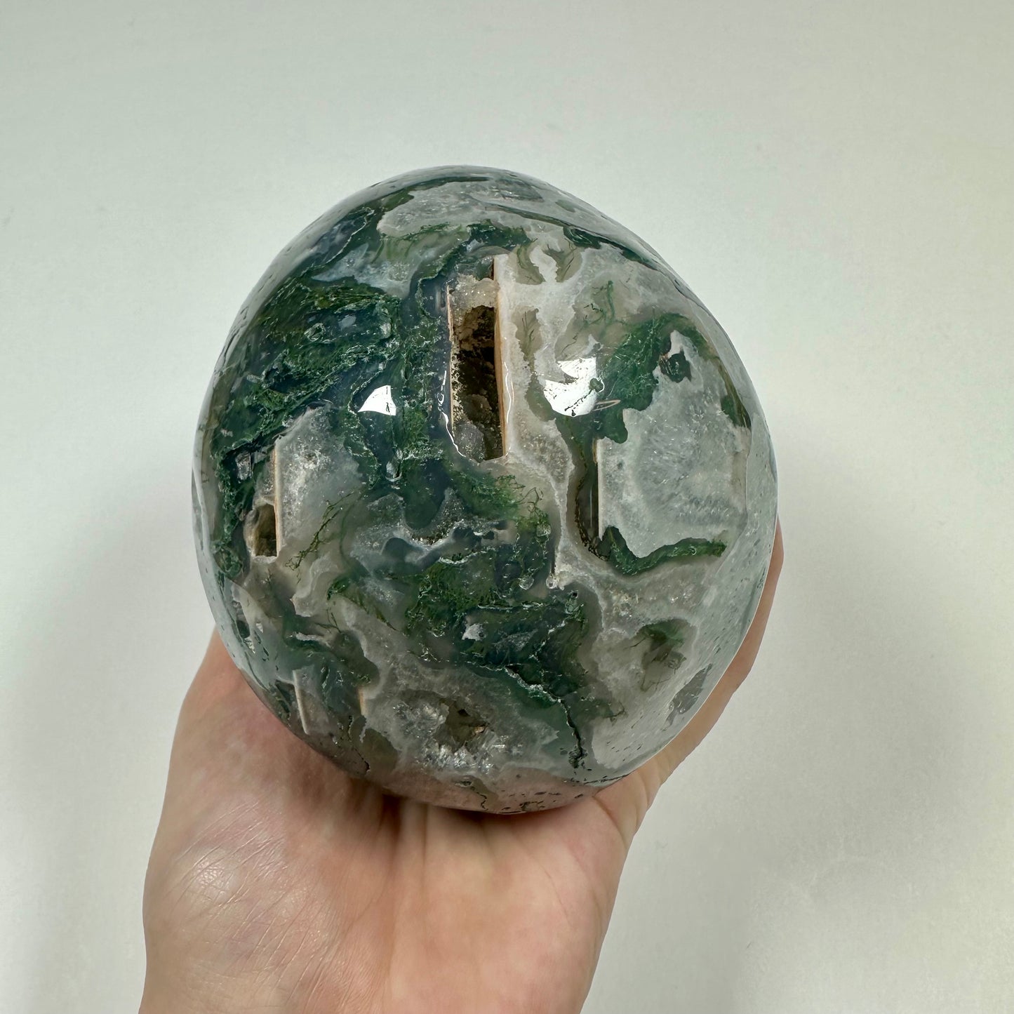 Druzy Moss Agate Skull (A)