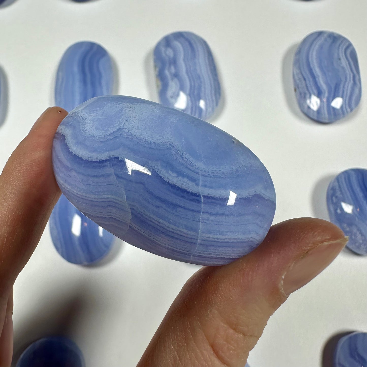 Blue Lace Agate Palm Stone (C)