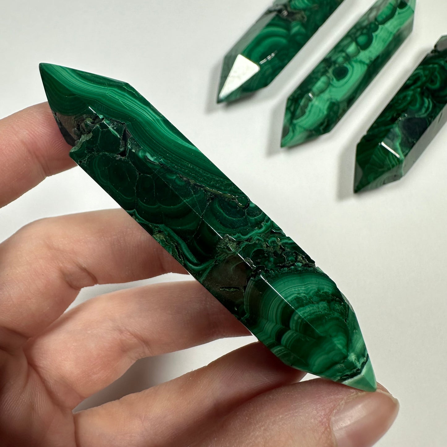 Druzy Malachite Double Terminated Point (A)