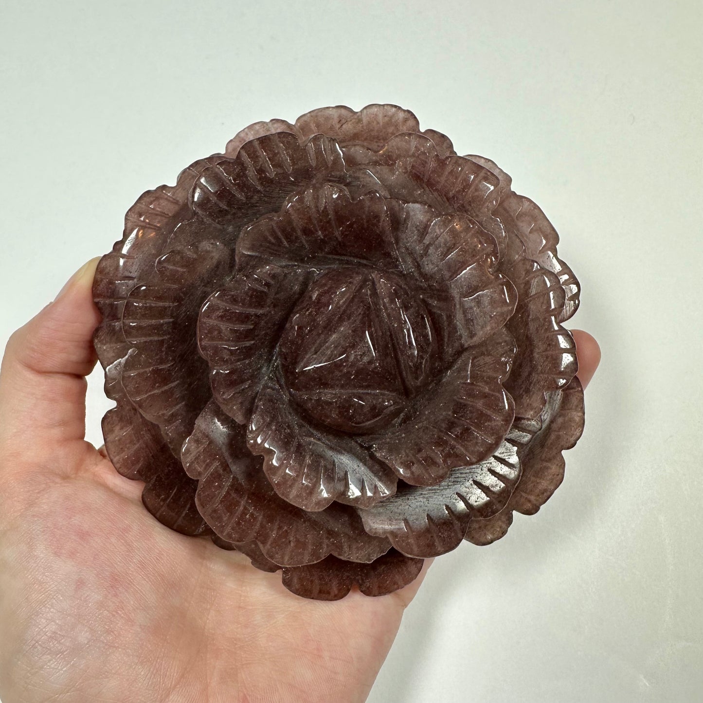Strawberry Quartz Flower Carving
