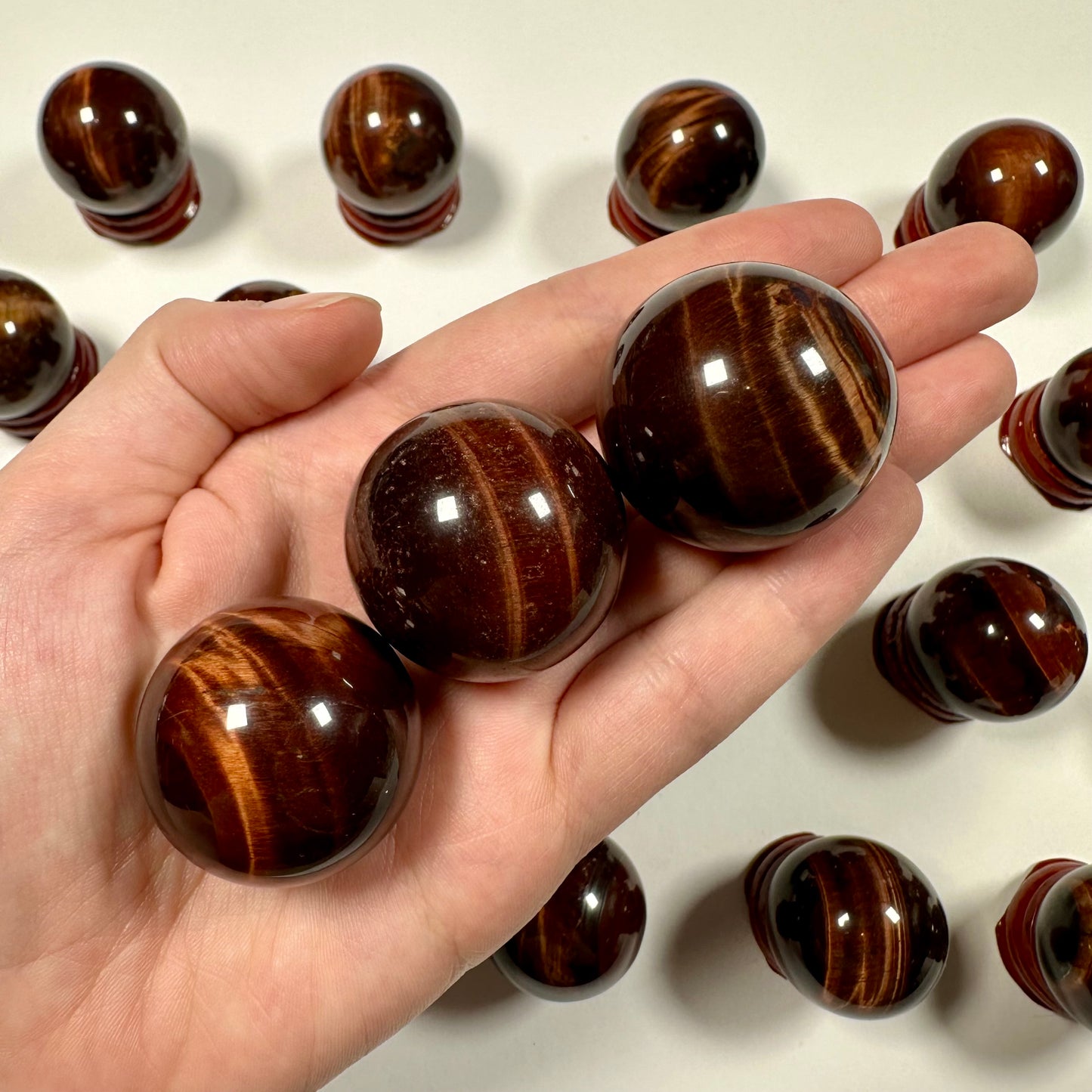 Small Red Tigers Eye Spheres
