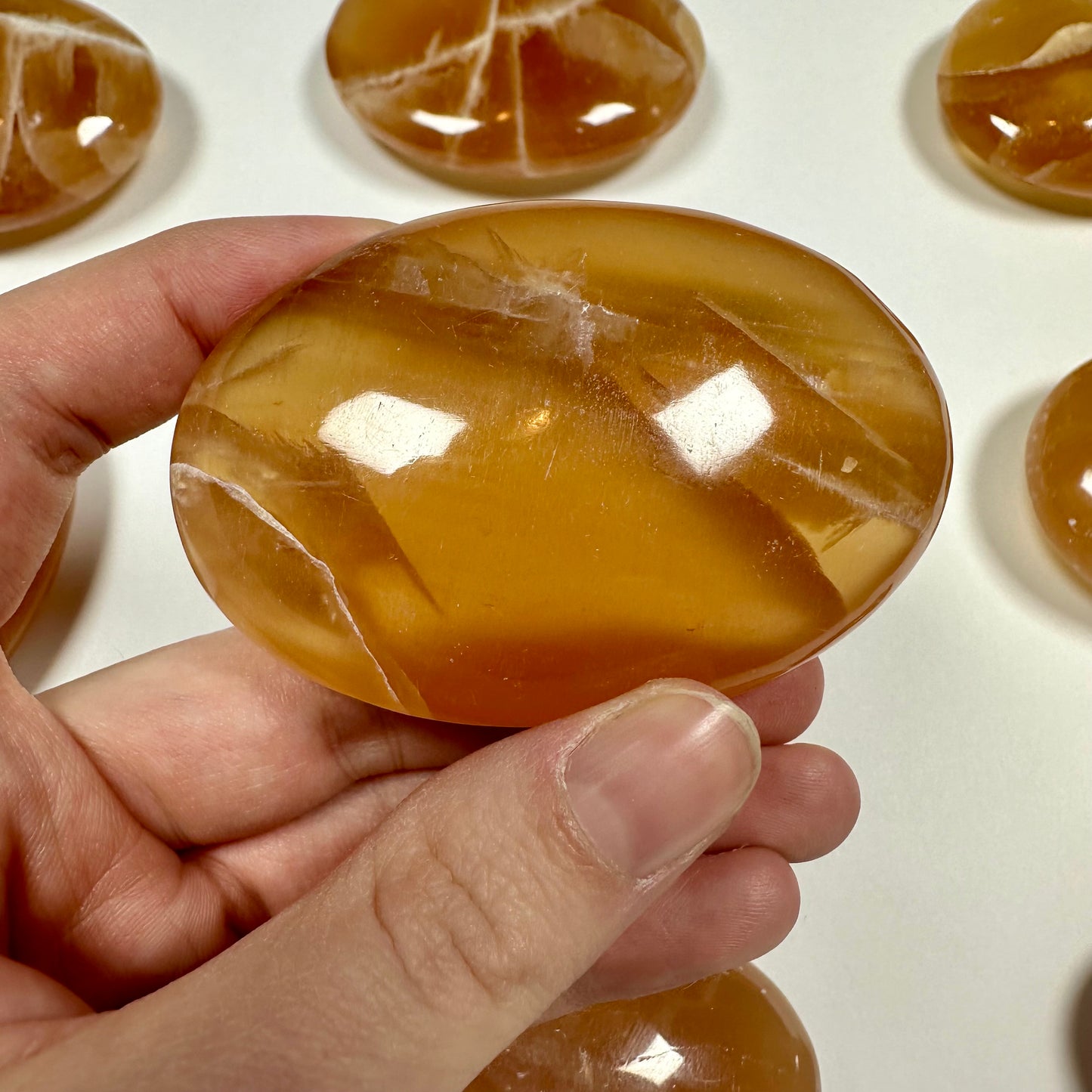 Honey Calcite Palm Stone (D)