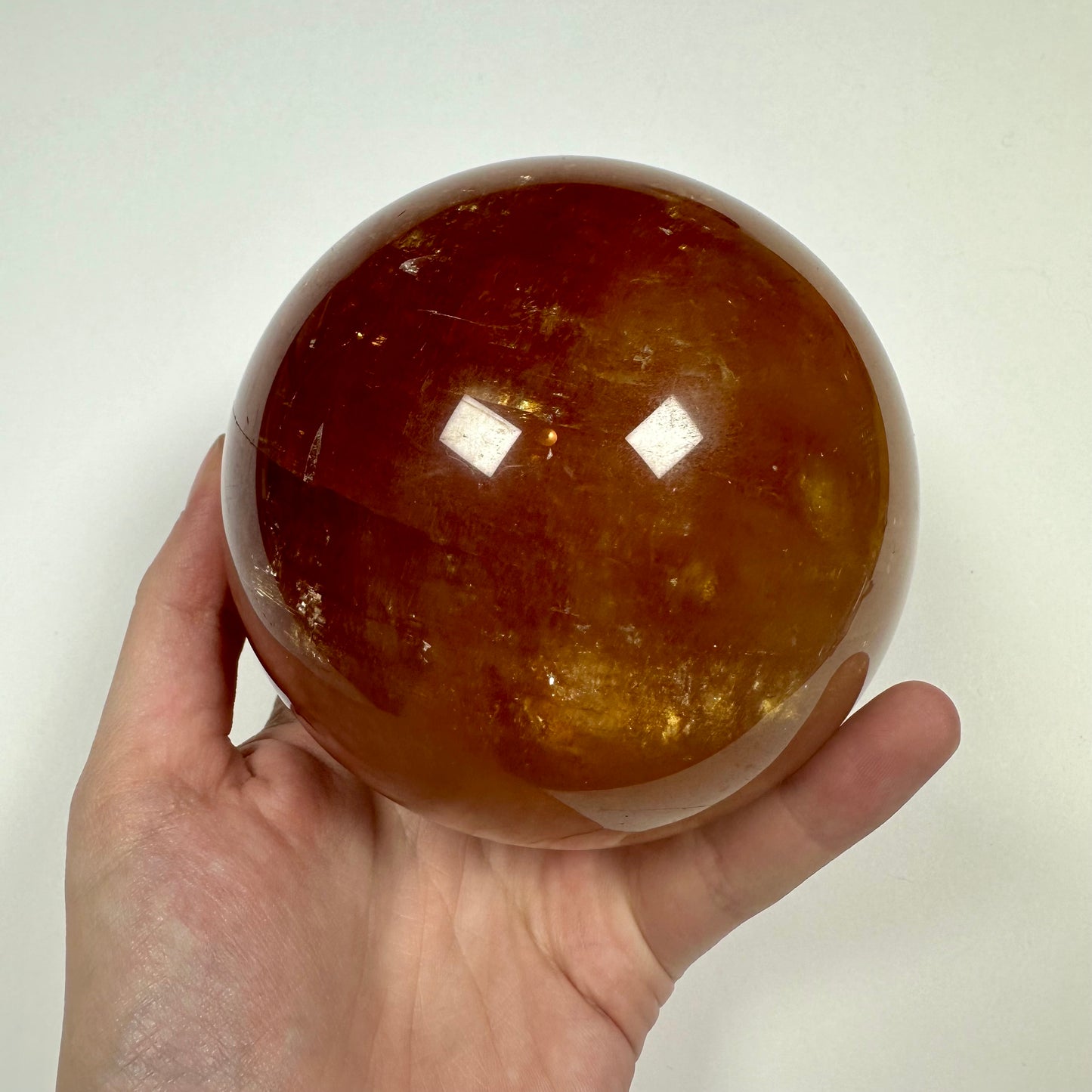 Large Deep Honey Calcite Sphere