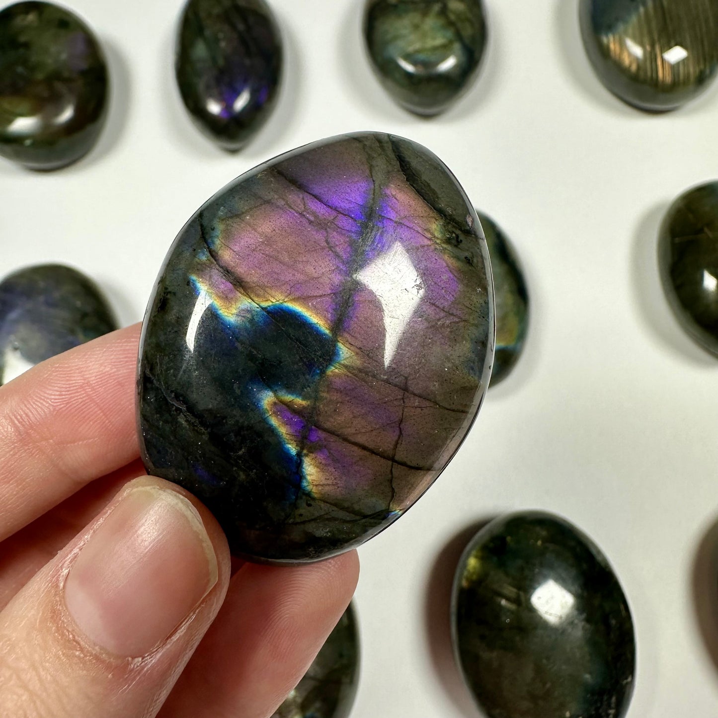 Purple flash Labradorite Palm Stone (C)