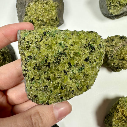 Peridot Cluster on Basalt (C)