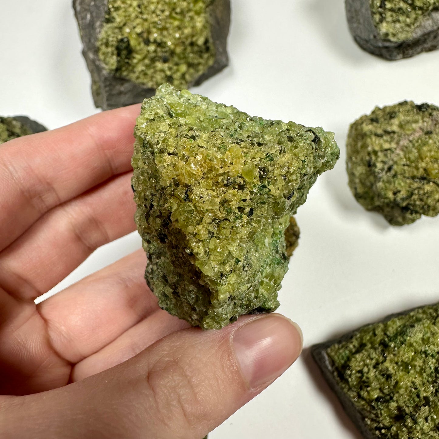 Peridot Cluster on Basalt (B)