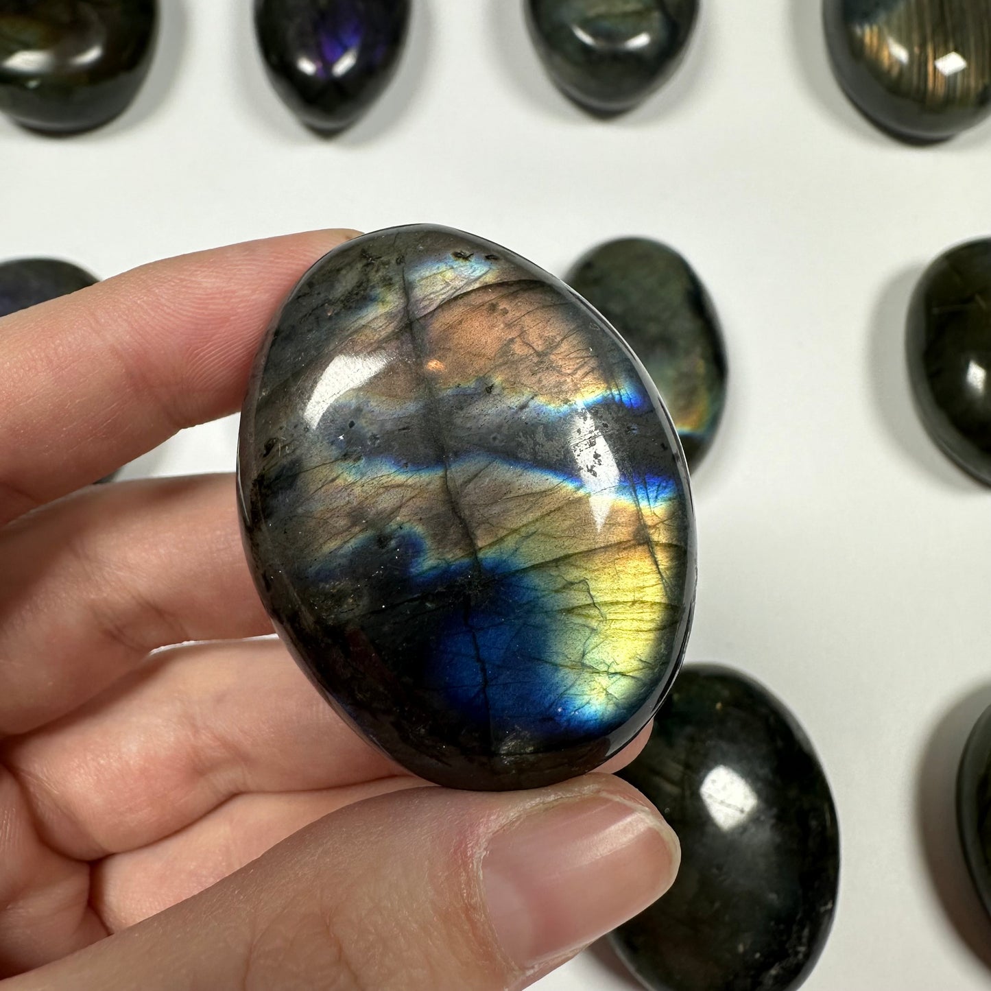 Purple flash Labradorite Palm Stone (C)