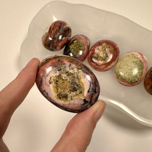 Peruvian Strawberry Pink Opal Palm Stone (C)