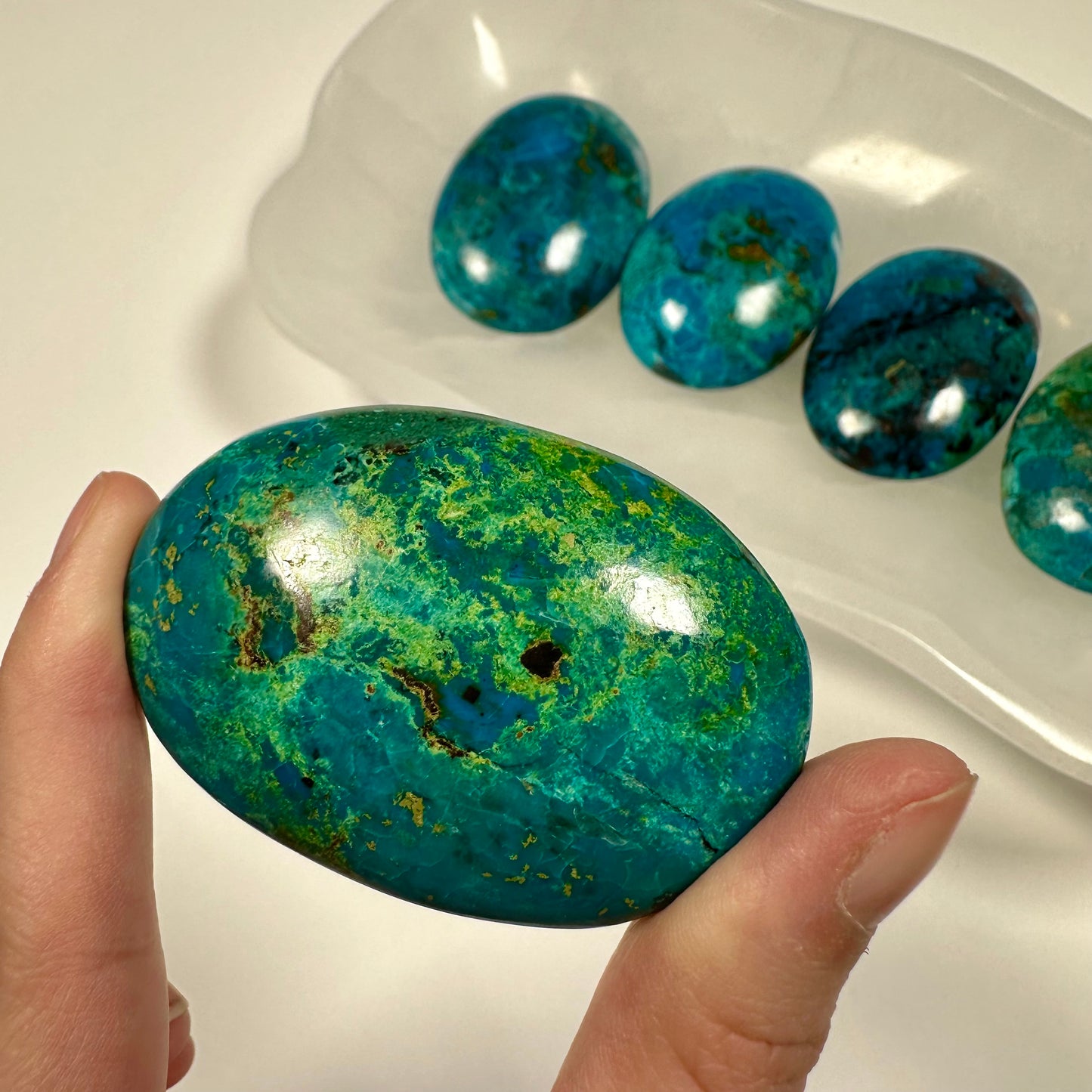 Peruvian Chrysocolla Palm Stone (D)