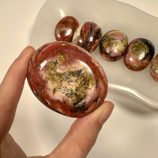 Peruvian Strawberry Pink Opal Palm Stone (G)