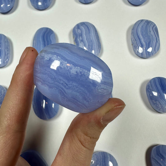 Blue Lace Agate Palm Stone (F)