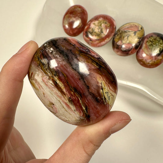 Peruvian Strawberry Pink Opal Palm Stone (H)