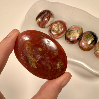 Peruvian Strawberry Pink Opal Palm Stone (J)