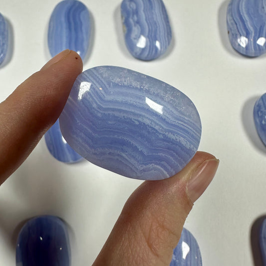 Blue Lace Agate Palm Stone (H)