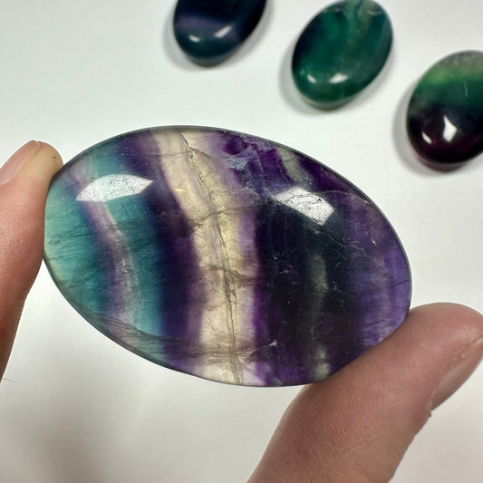 Rainbow fluorite palm stone (F)