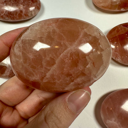 Rose Calcite Palm Stone (E)