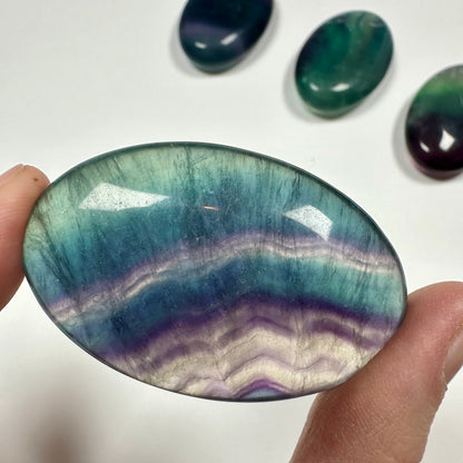 Rainbow fluorite palm stone (E)
