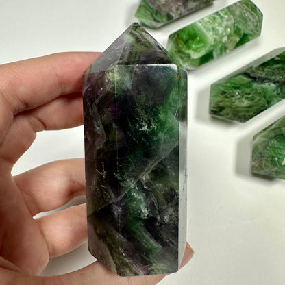 Green & Purple Fluorite tower (E)