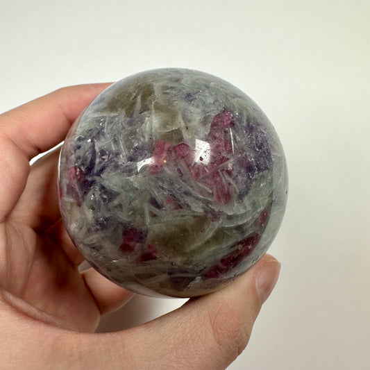 Unicorn Stone - Lepidolite Smokey Quartz Pink Tourmaline Sphere
